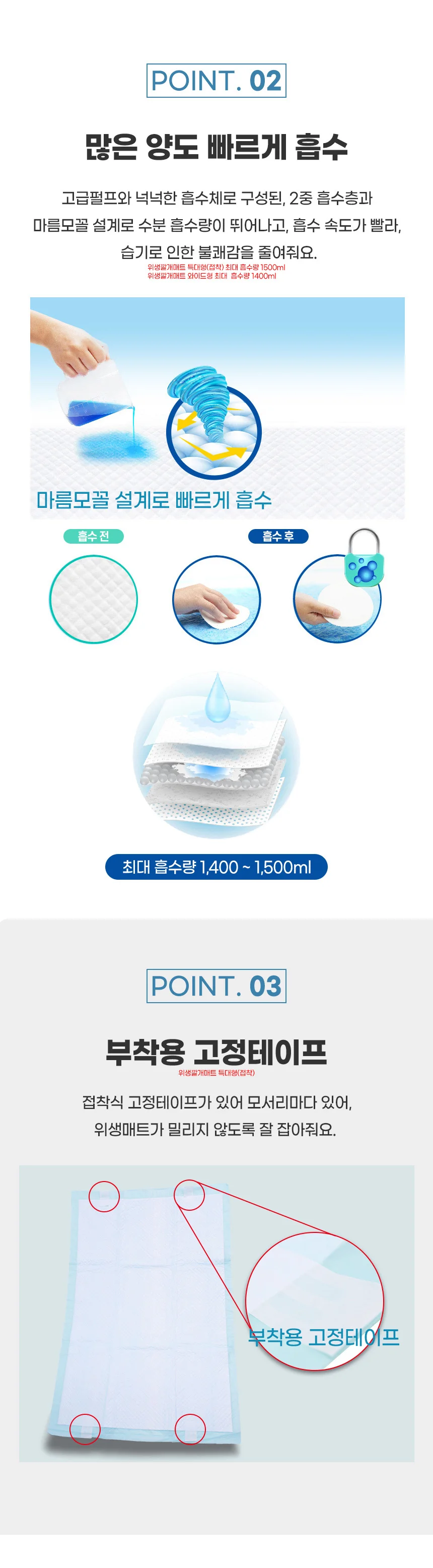 넓은 어르신 간병용품 돌봄 패드 환자 요실금 일회용 위생 깔개매트 특대형 상세6