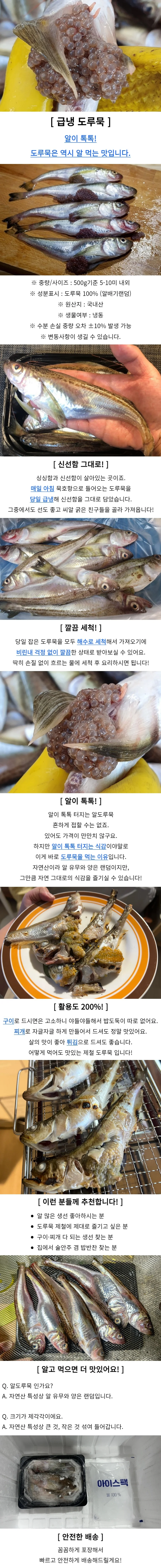 냉동 도루묵 1kg 냉동수산물 급냉도루묵 상세1