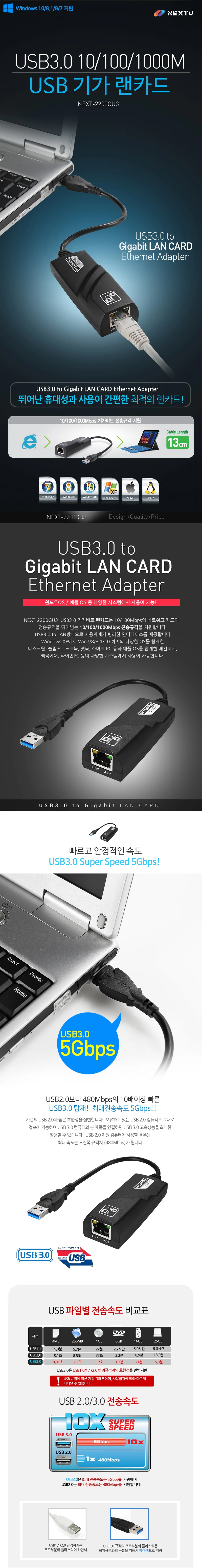 usb 랜 카드 유선 랜 카드 3.0 네트워크 노트북 컴퓨터 이더넷 어댑터 데스크탑 휴대용 상세2