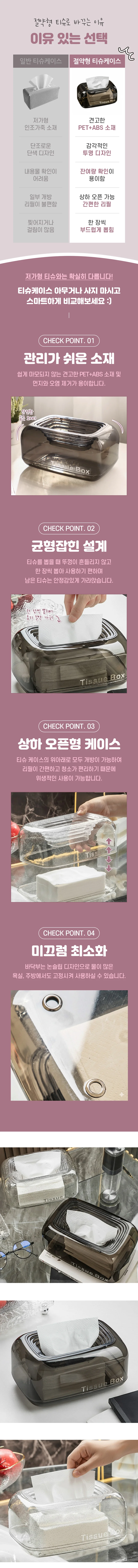 투명 티슈케이스 한장씩 뽑히는 휴지 케이스 상세4