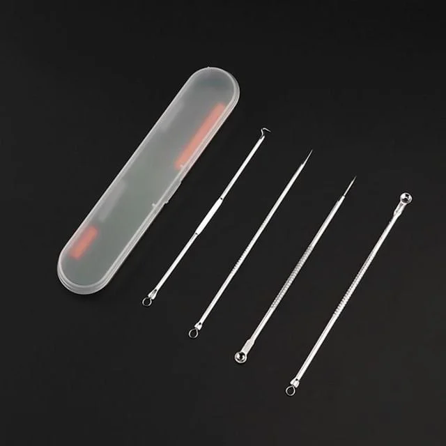 블랙헤드 피지 제거기 핀셋 압출 스틱 바늘 피부관리 4종 피지 뾰루지 관리 뽑기 압출기 기