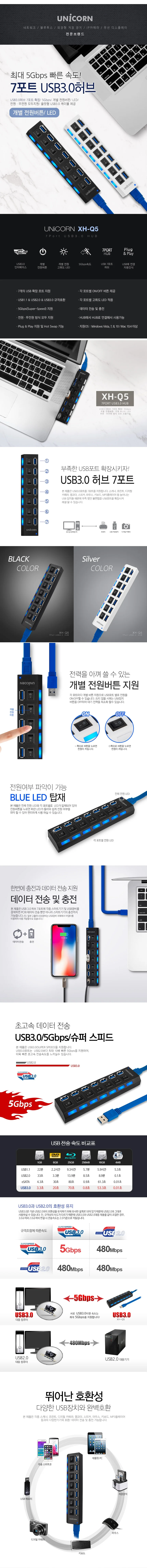 7 포트 usb usb 3.0 고속 전송 데스크탑 노트북 멀티 허브 상세1