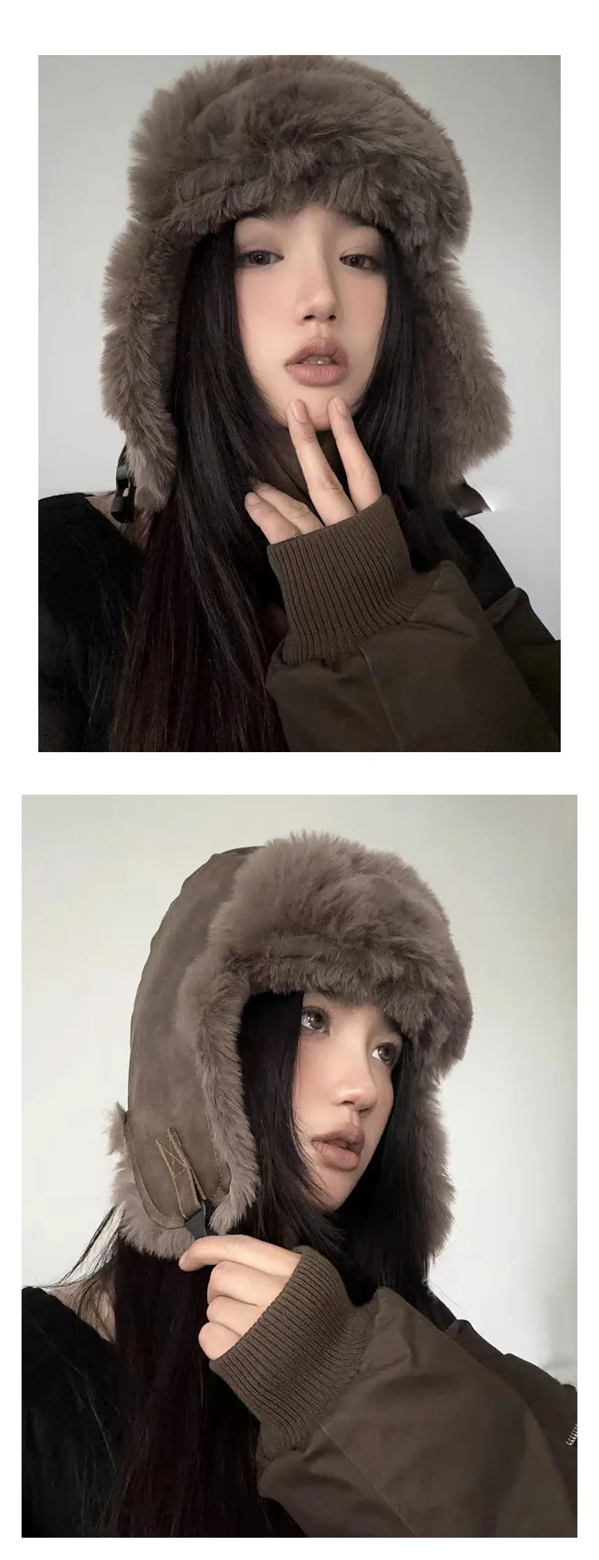 방한 귀달이 모자 트루퍼햇 가죽 겨울 군밤모자 귀도리 스타일 상세2