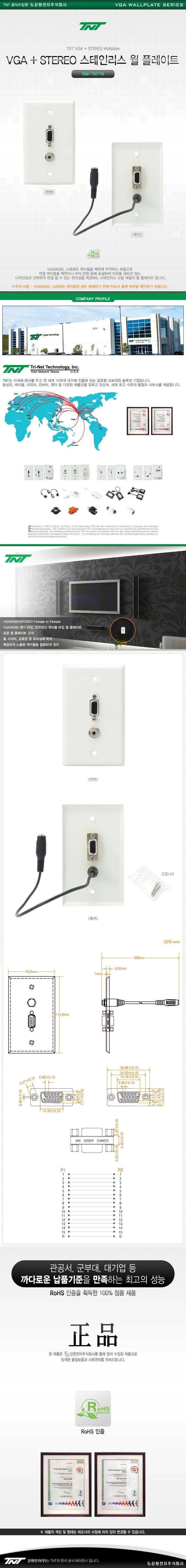 VGA RGB STEREO 스테인리스 월 플레이트 케이블 타입 상세1