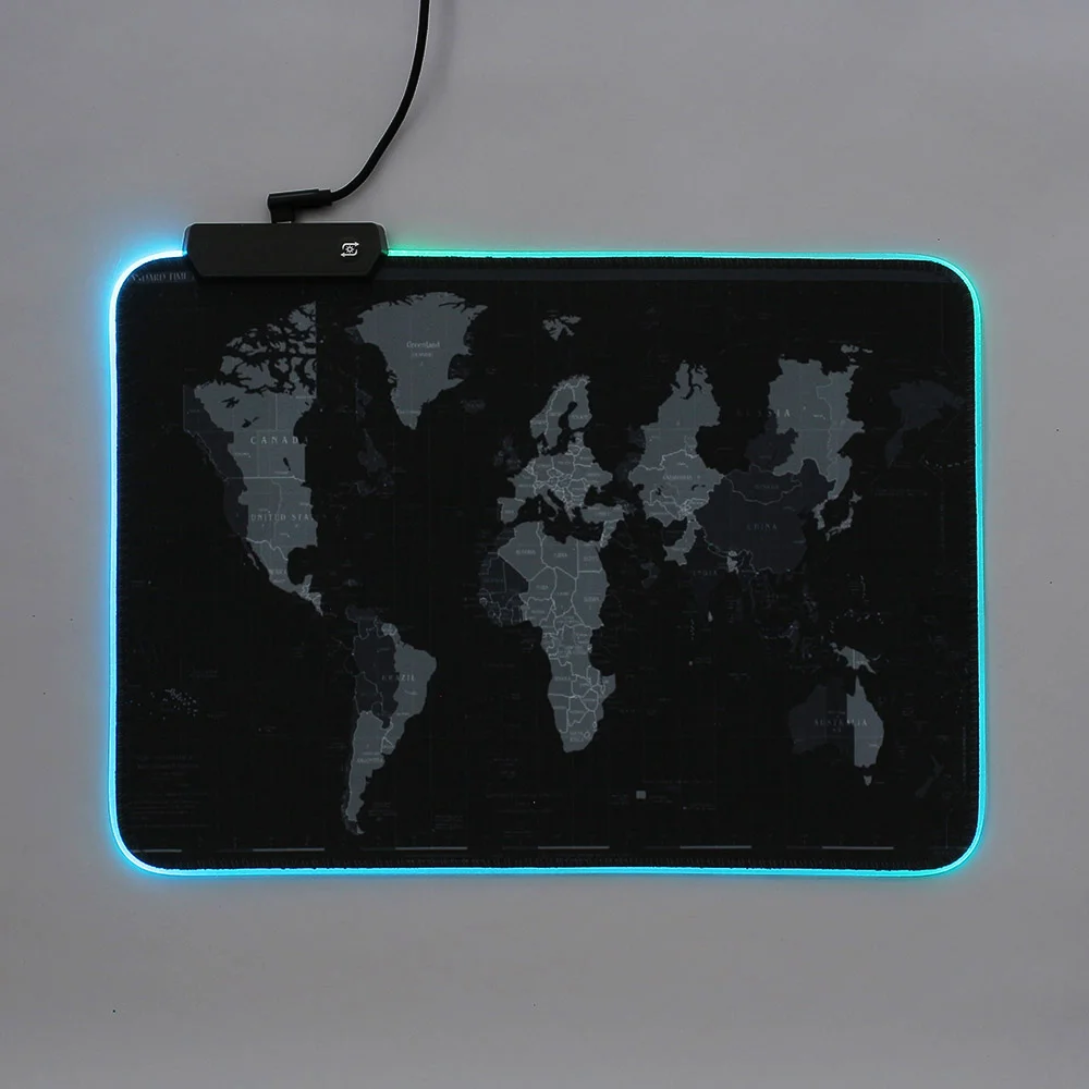 RGB LED 마우스패드 세계지도 조명 논슬립 게이밍패드