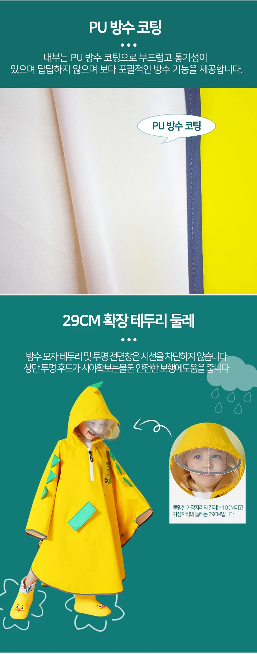 아동 우비 판초 여름철 장마철 우의 비옷 레인코트 캐릭터 상세2