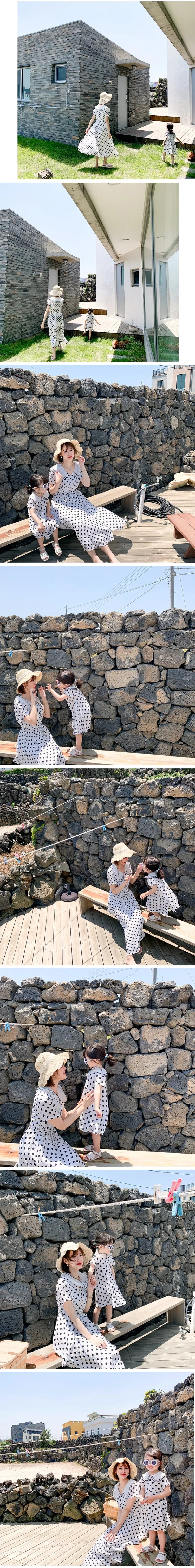 엄마랑 커플 도트 원피스 어린이집 아동 실내복 유아 키즈 유치원 등원복 상세3