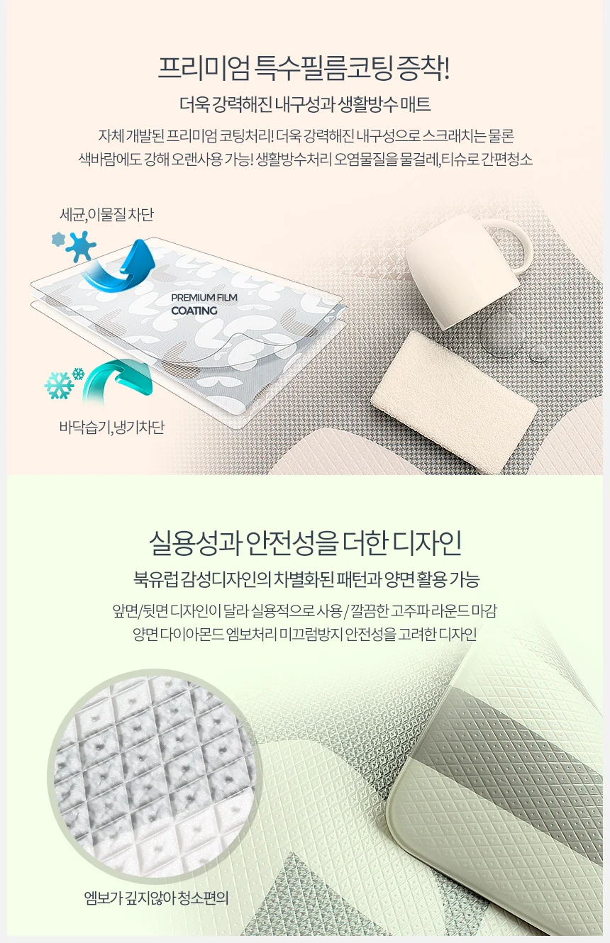 주방매트 프리미엄발매트 pvc발판 도어 북유럽 베란다 침대대형 상세4