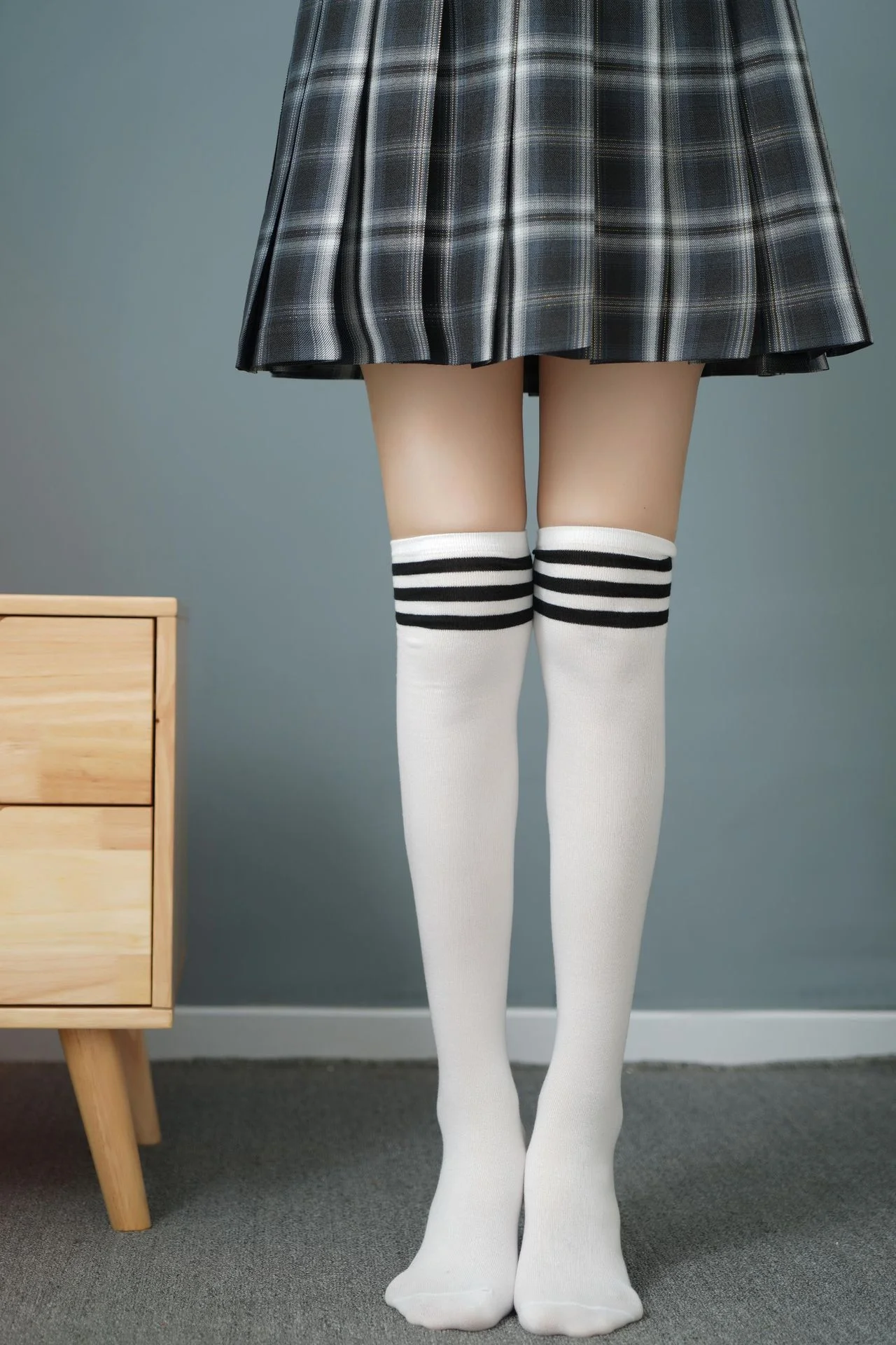 삼선 줄무늬 반스타킹 발목스타킹 반양말 니삭스 상세5
