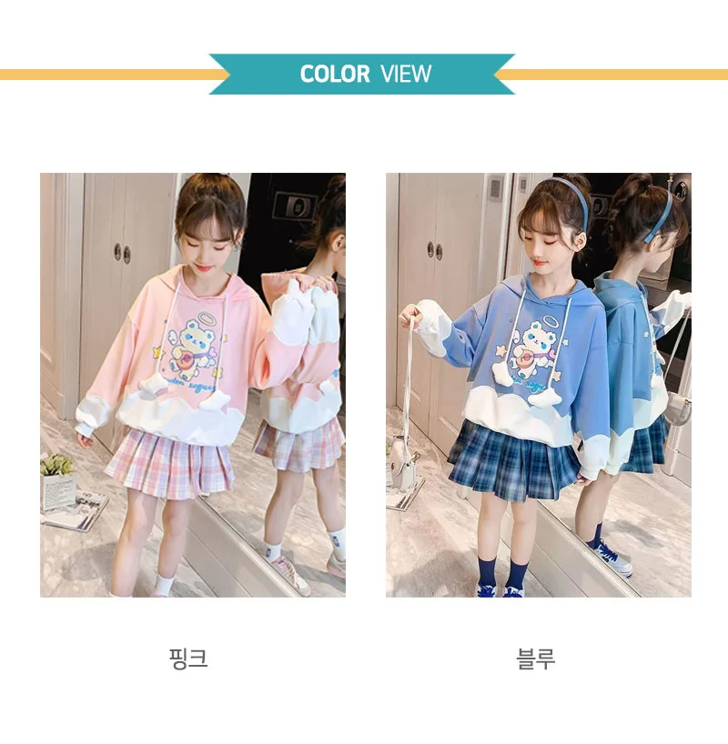 초등학생 주니어 체크치마 후드티 상하복 세트 상세2