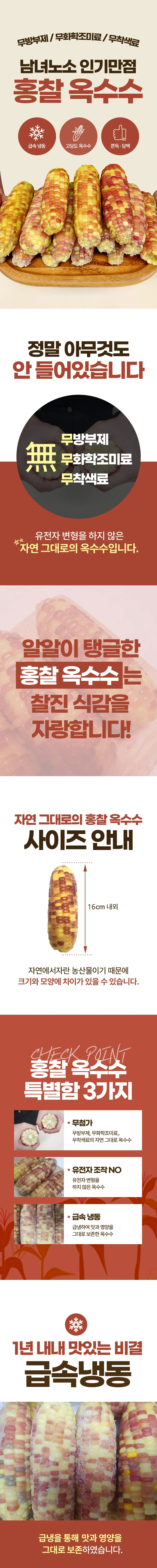 냉동 찐 홍찰옥수수 특(16cm 내외) 30개 상세1